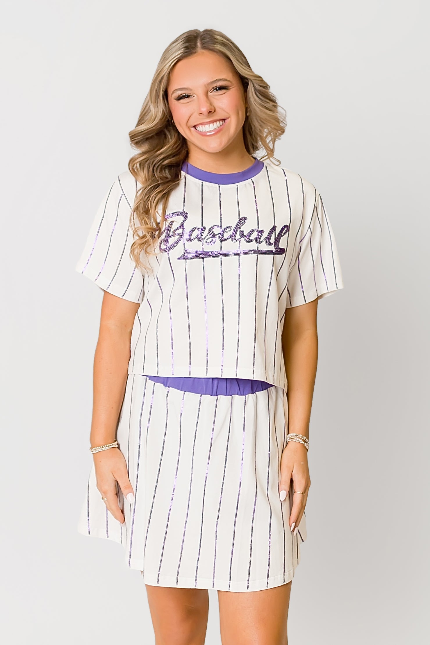 Baseball Purple Striped Top